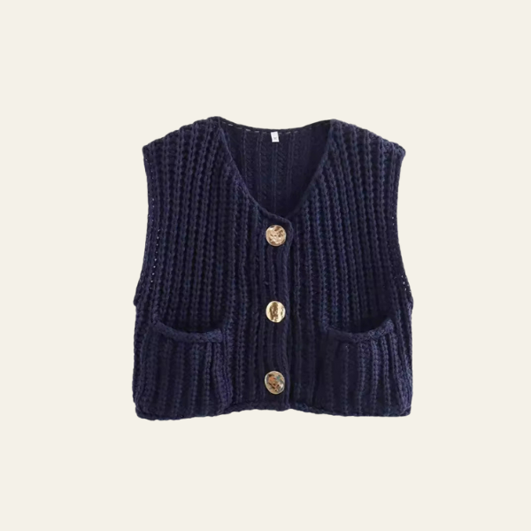 The Amelie Chunky Knit Button Vest
