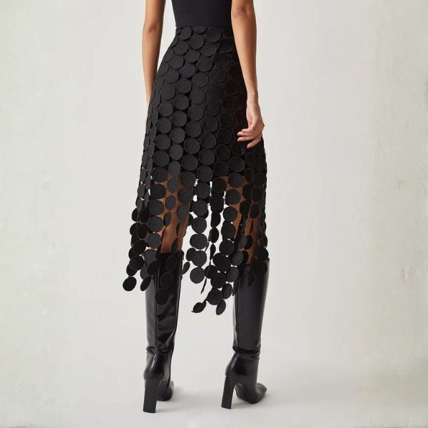 The Vienna Laser-Cut Circle Midi Skirt
