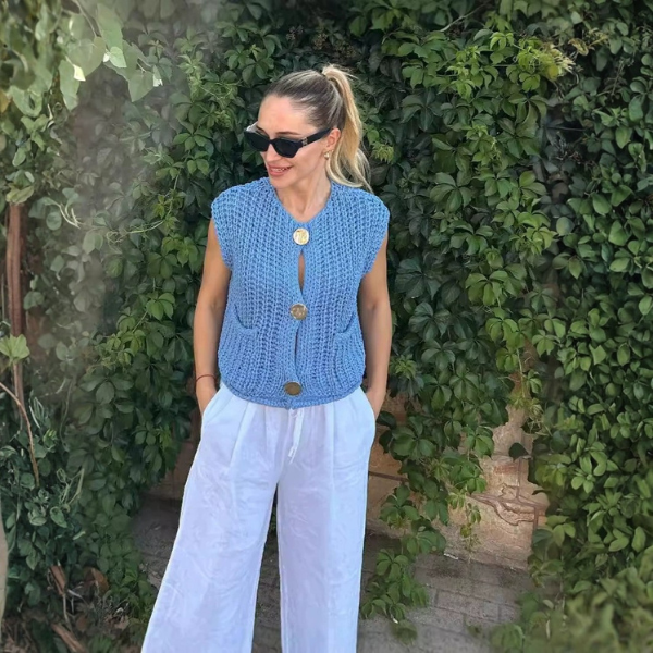 The Amelie Chunky Knit Button Vest