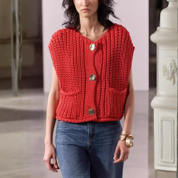 The Amelie Chunky Knit Button Vest