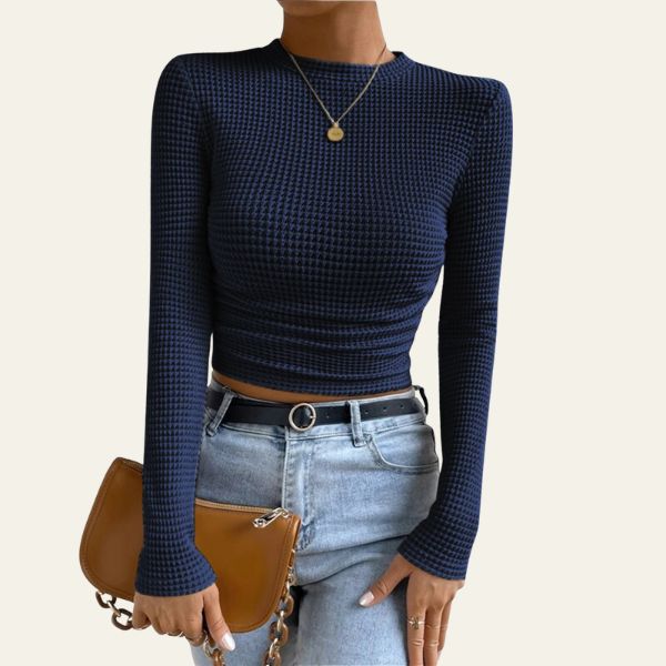The Delancey Textured Long-Sleeve Fitted Top