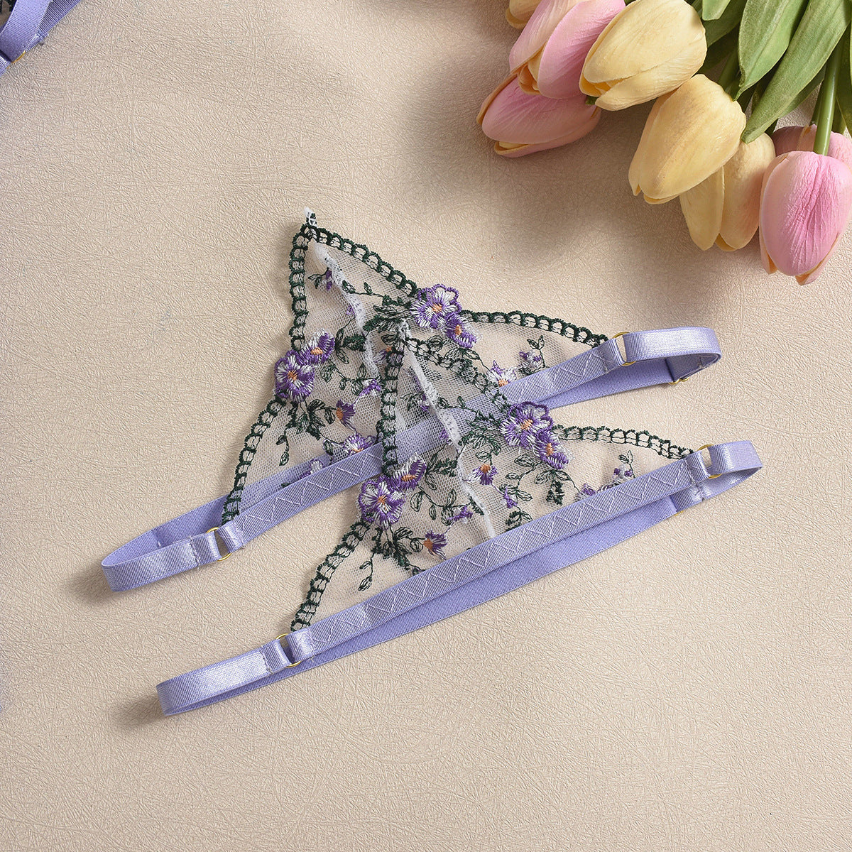 The Marseille Embroidered Sheer Lace Lingerie Set