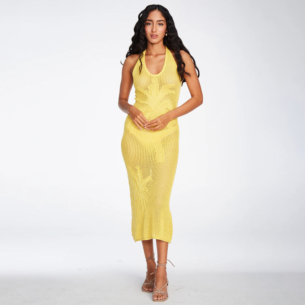 The Capri Palm-Pattern Crochet Dress