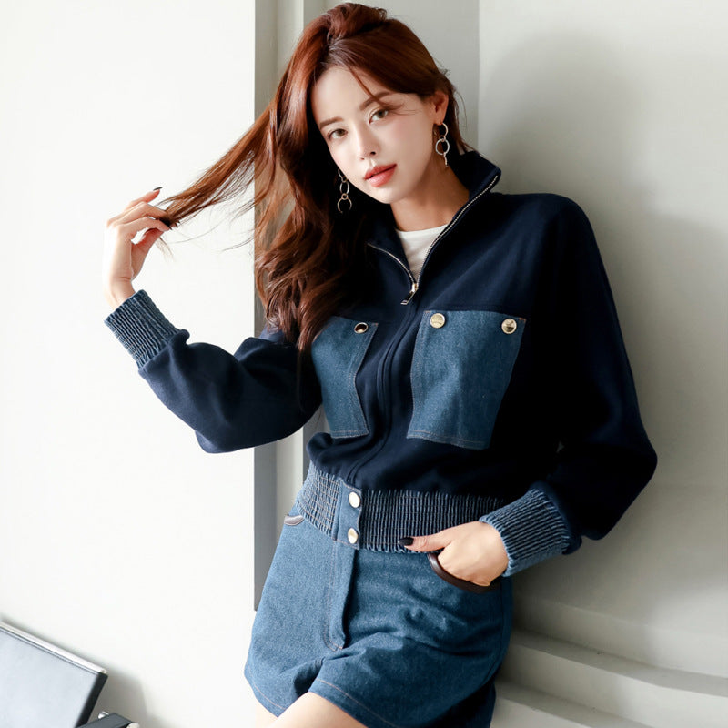 The Marseille Contrast-Denim Zip Jacket