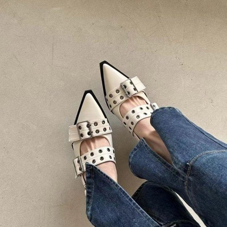 The Berlin Buckled Pointed-Toe Slingback Heels