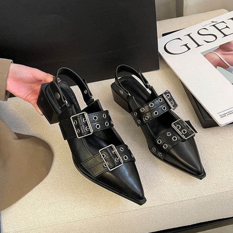 The Berlin Buckled Pointed-Toe Slingback Heels