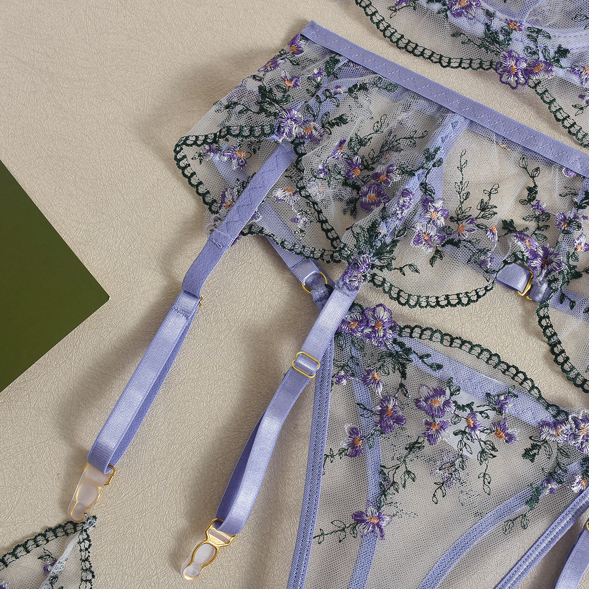 The Marseille Embroidered Sheer Lace Lingerie Set