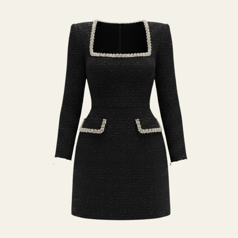 The Monaco Square-Neck Trim Mini Dress