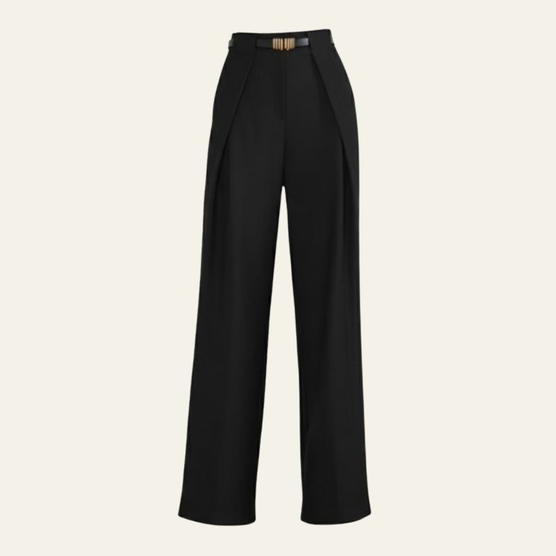 The Zurich Wrap-Waist Pleated Wide-Leg Trouser