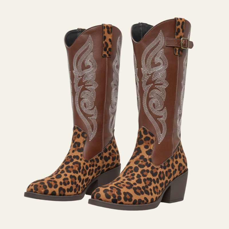 The Sedona Western-Embroidery Knee-High Boots