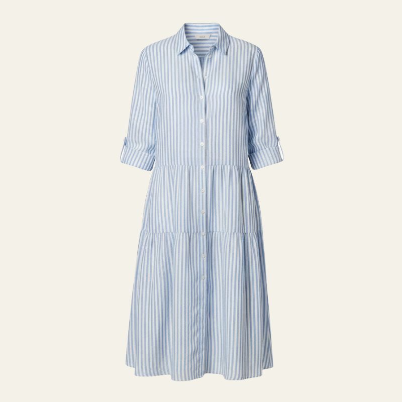 The Positano Tiered Stripe Shirt Dress