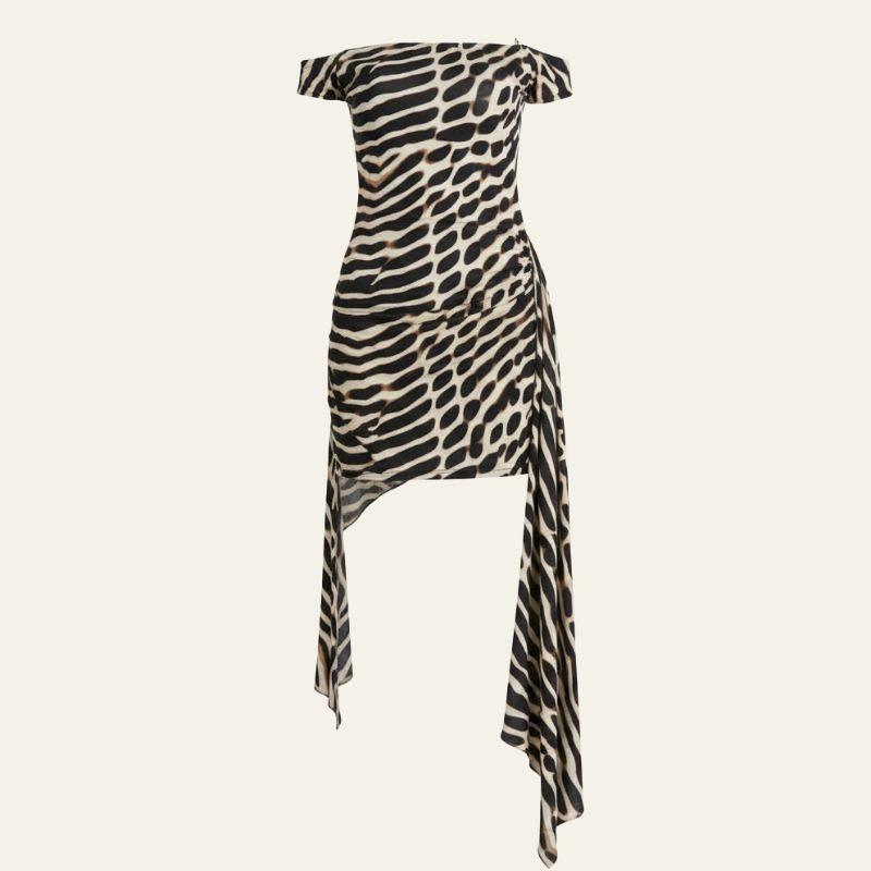 The Capri Asymmetrical Drape Mini Dress