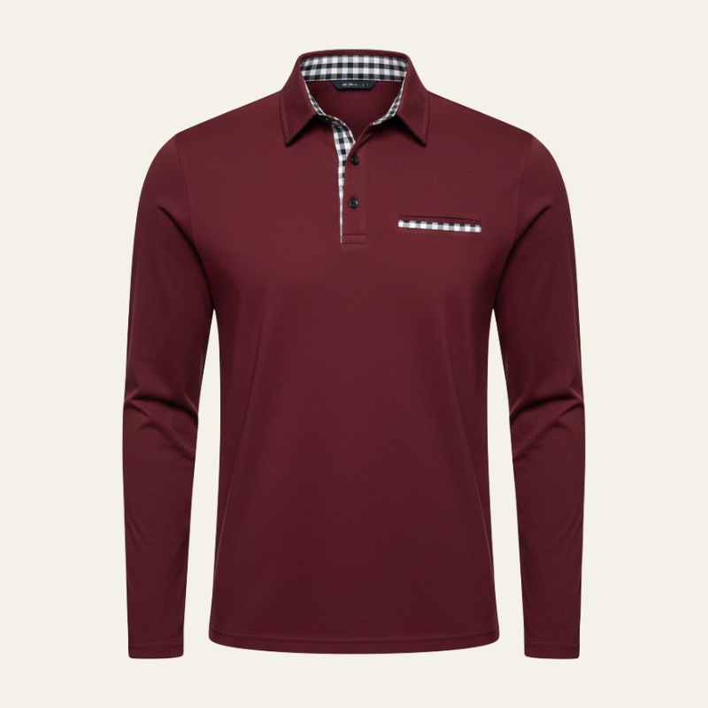 The Hudson Contrast-Placket Long-Sleeve Polo