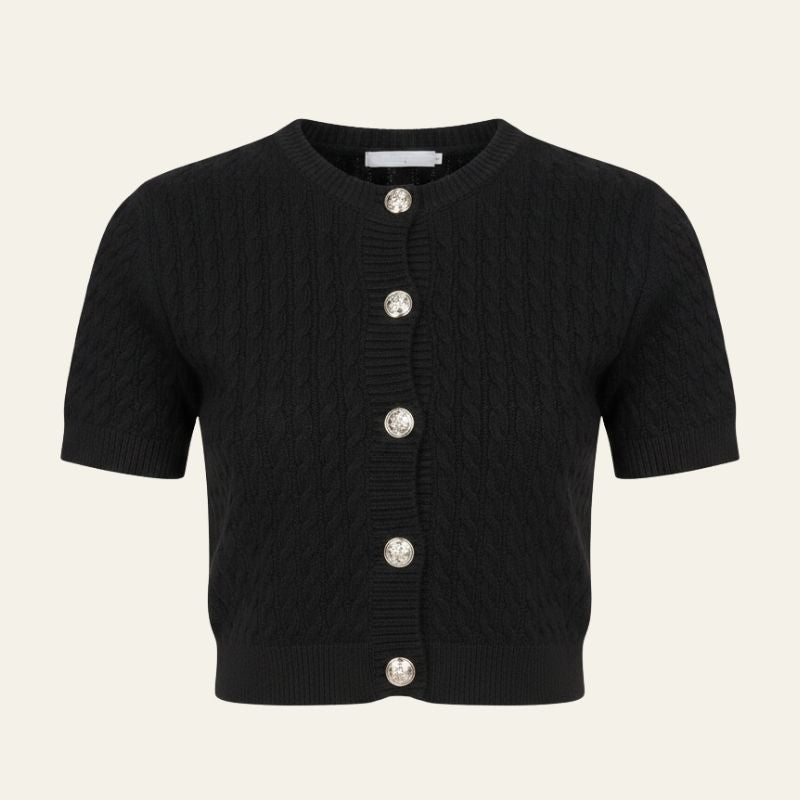 The Paris Cable-Knit Button Top