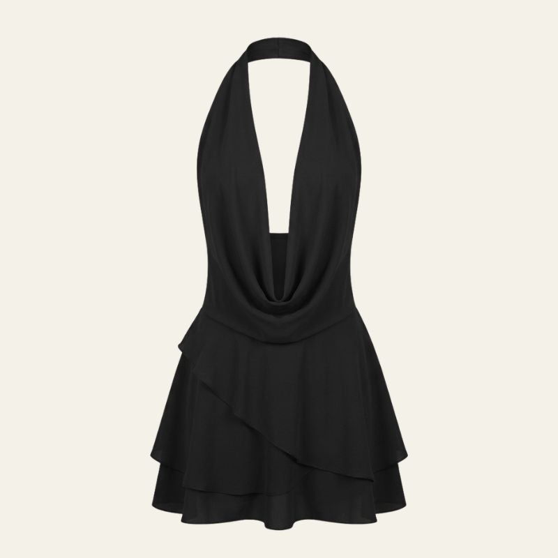 The Amalfi Cowl-Neck Halter Mini Dress