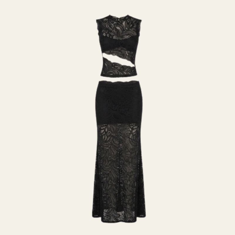 The Marbella Delicate Lace-Inspired Maxi Set