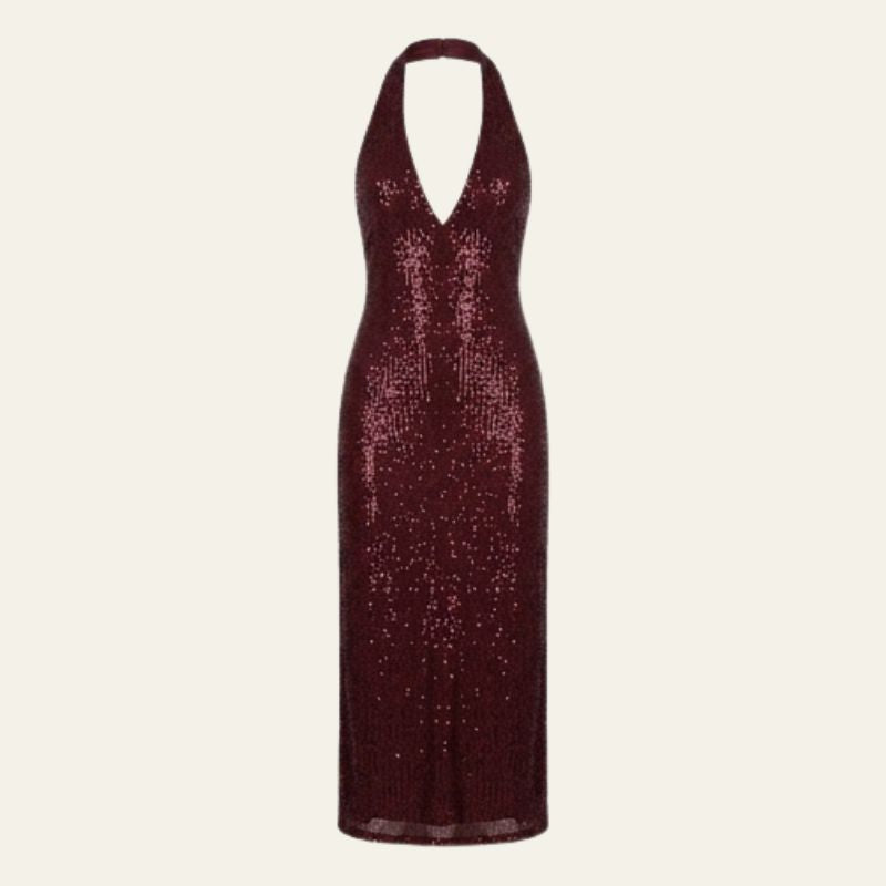 The Starlight Sequin Halter Dress
