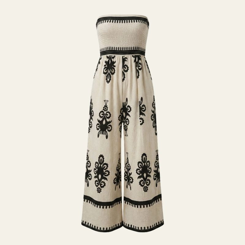 The Casablanca Patterned Strapless Jumpsuit