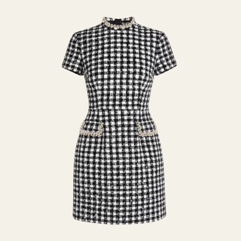 The Manhattan Pearl-Trim Tweed Mini Dress