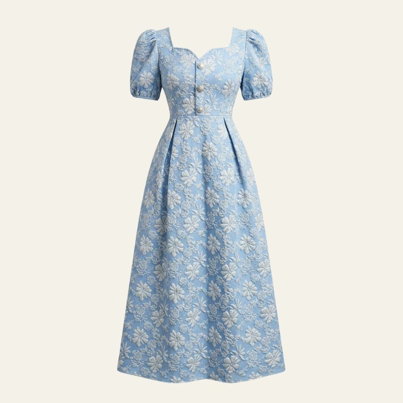 The Santorini Floral Textured Maxi Dress