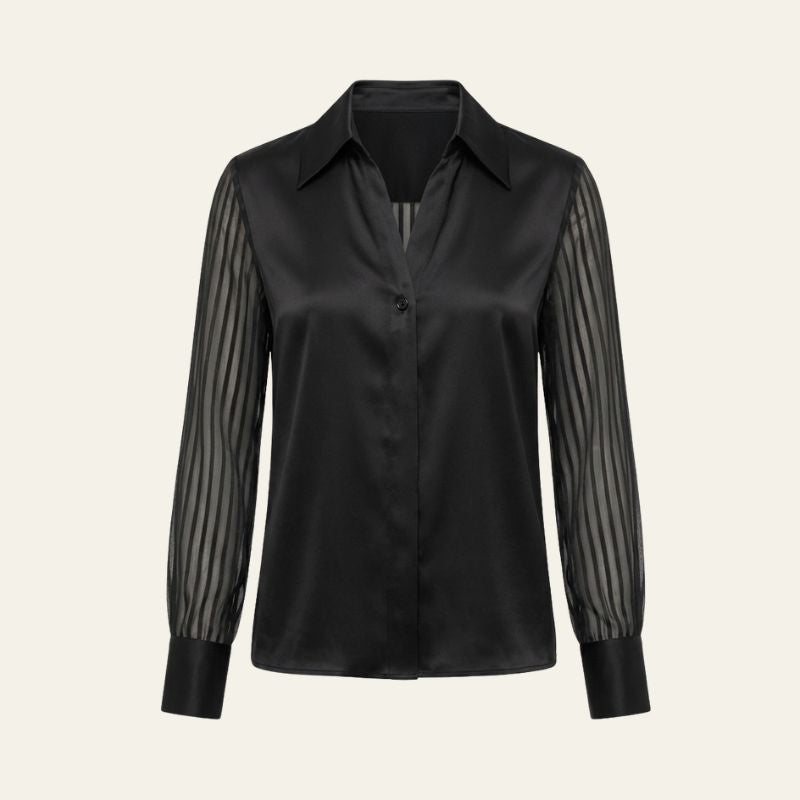 The Parisian Sheer-Stripe Satin Shirt