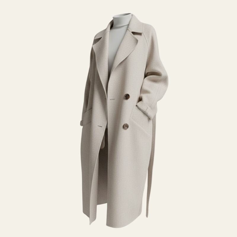 The Milan Soft-Weave Double-Breasted Long Coat