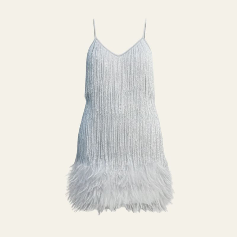 The Capri Fringe-Feather Mini Dress