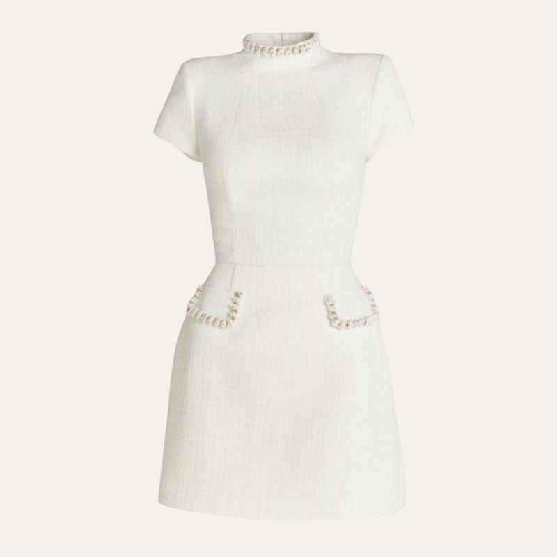The Riviera Pearl-Trim Mini Dress