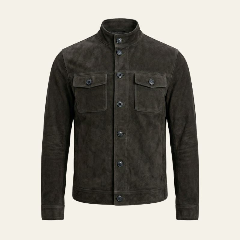 The Oslo Standing-Collar Suede-Effect Jacket