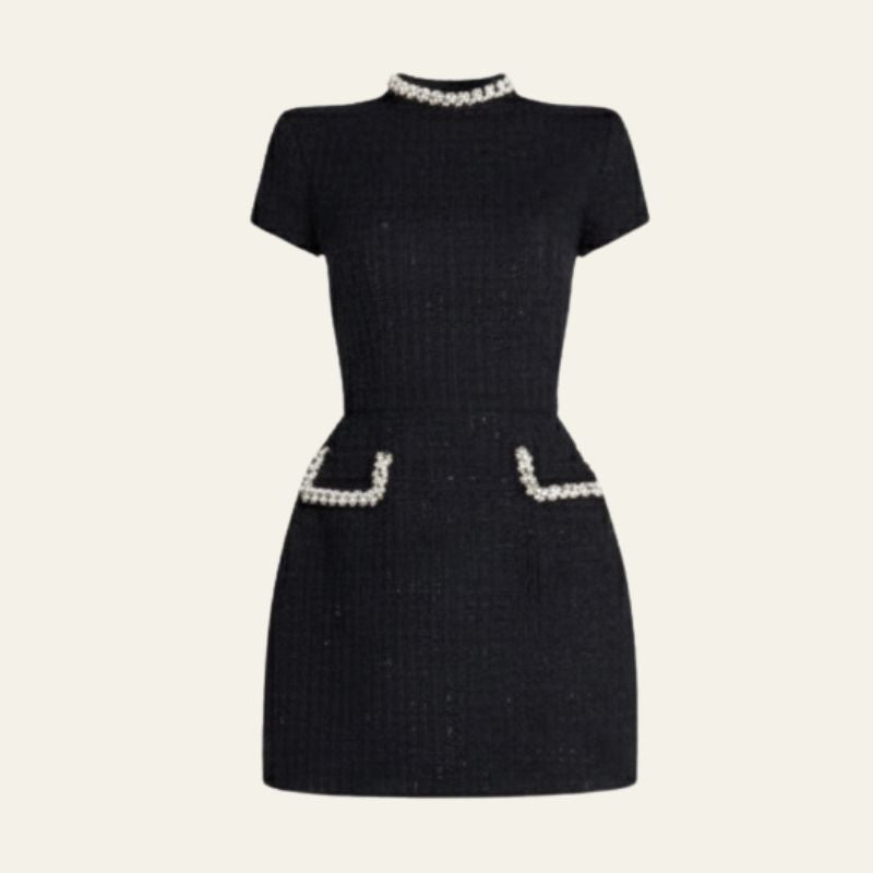 The Parisian Pearl-Trim Mini Dress