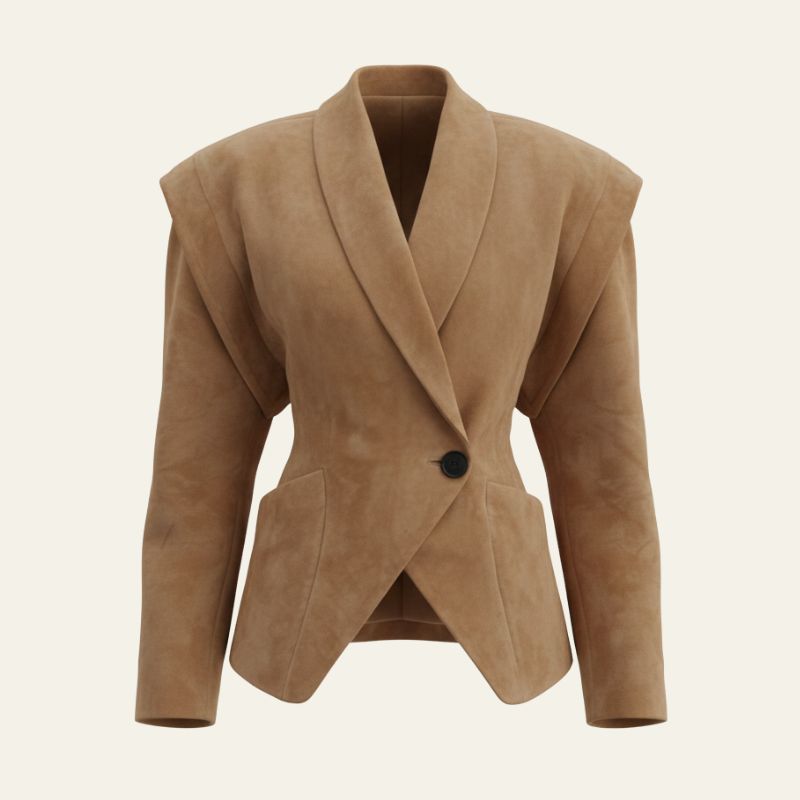 The Aspen Draped-Shoulder Wrap Blazer