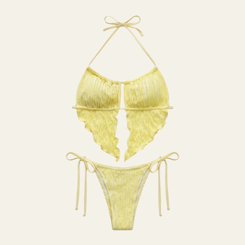 The Amalfi Frill-Trim Ribbed Bikini Set