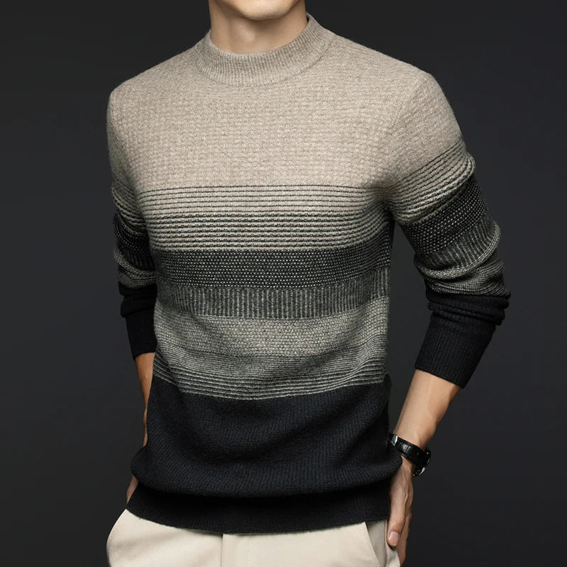 The Bergen Textured Stripe Crew Neck Sweater