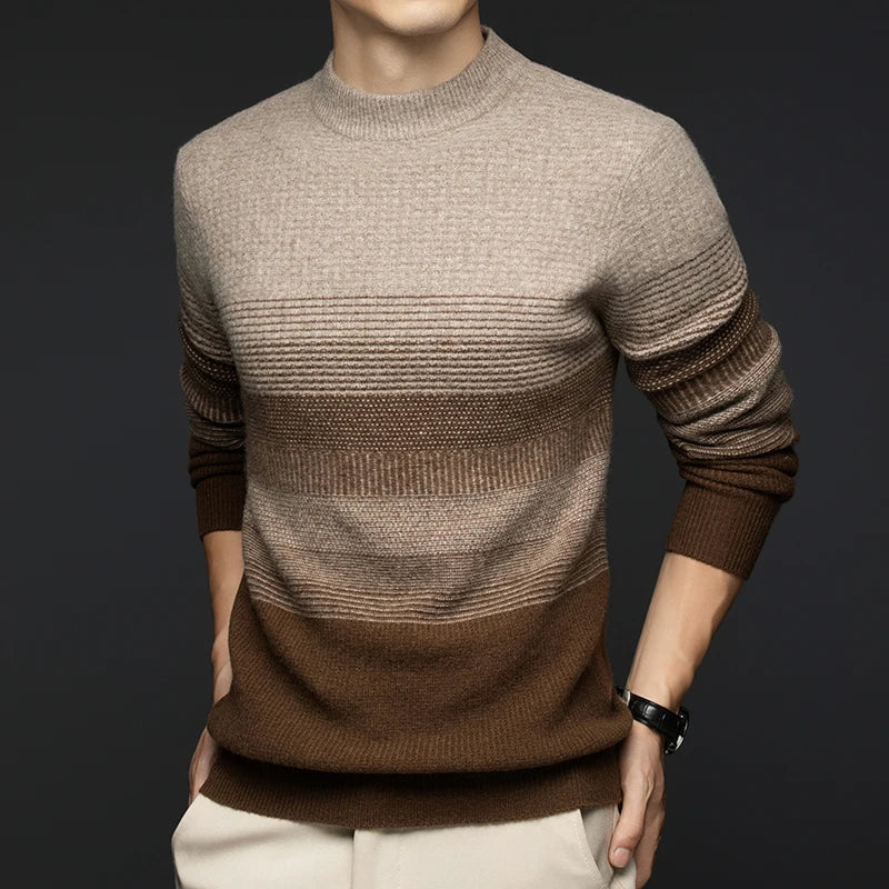 The Bergen Textured Stripe Crew Neck Sweater