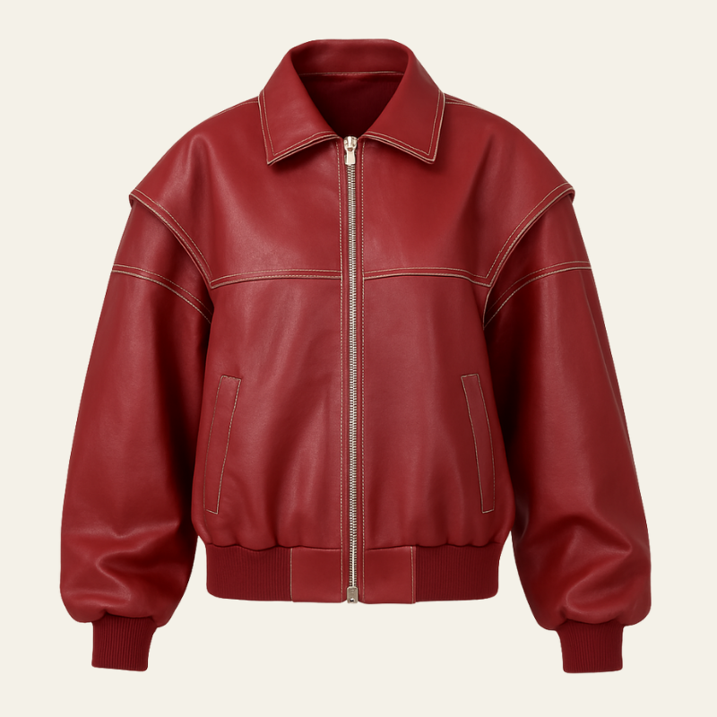 The Bordeaux Oversized Zip Jacket