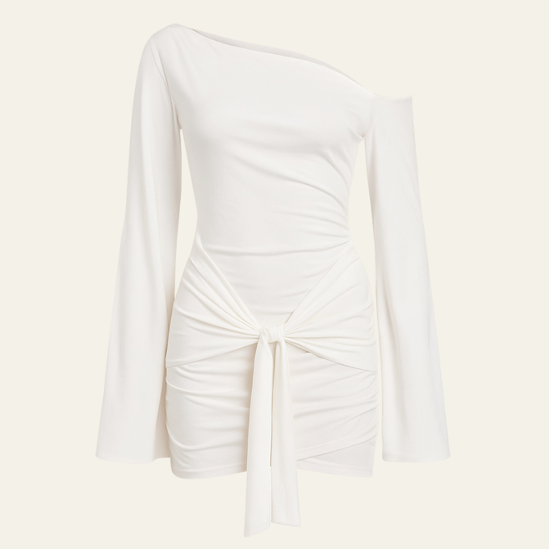 The Cannes White Draped Mini Dress