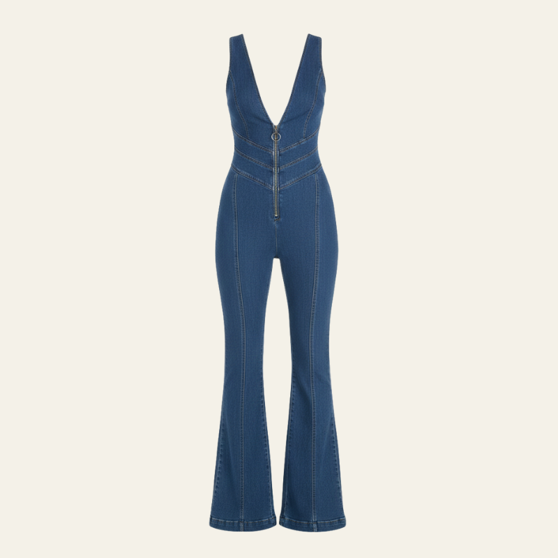 The Capri Curve-Hugging Denim Jumpsuit