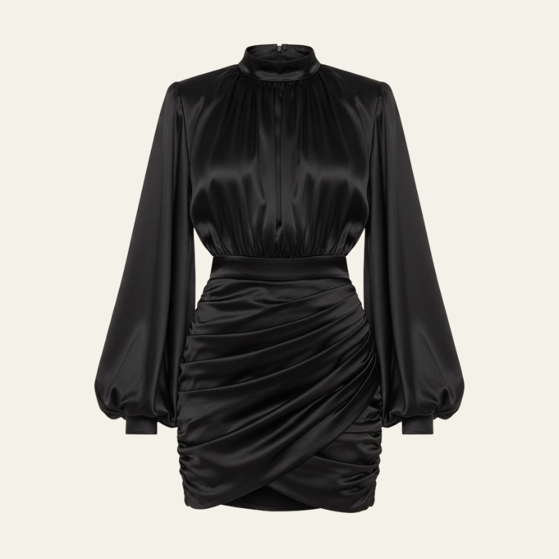 The Capri High-Neck Ruched Mini Dress