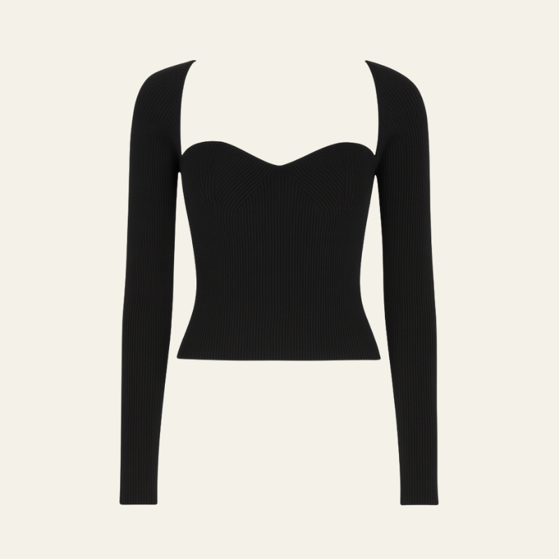 The Foglia Black Knit Top