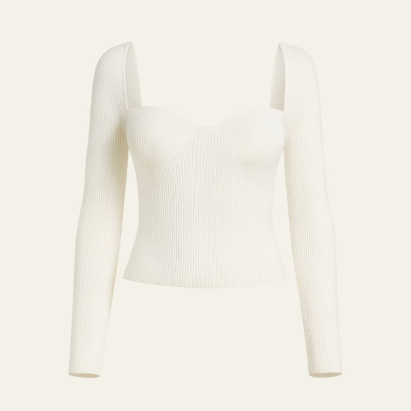 The Foglia White Knit Top