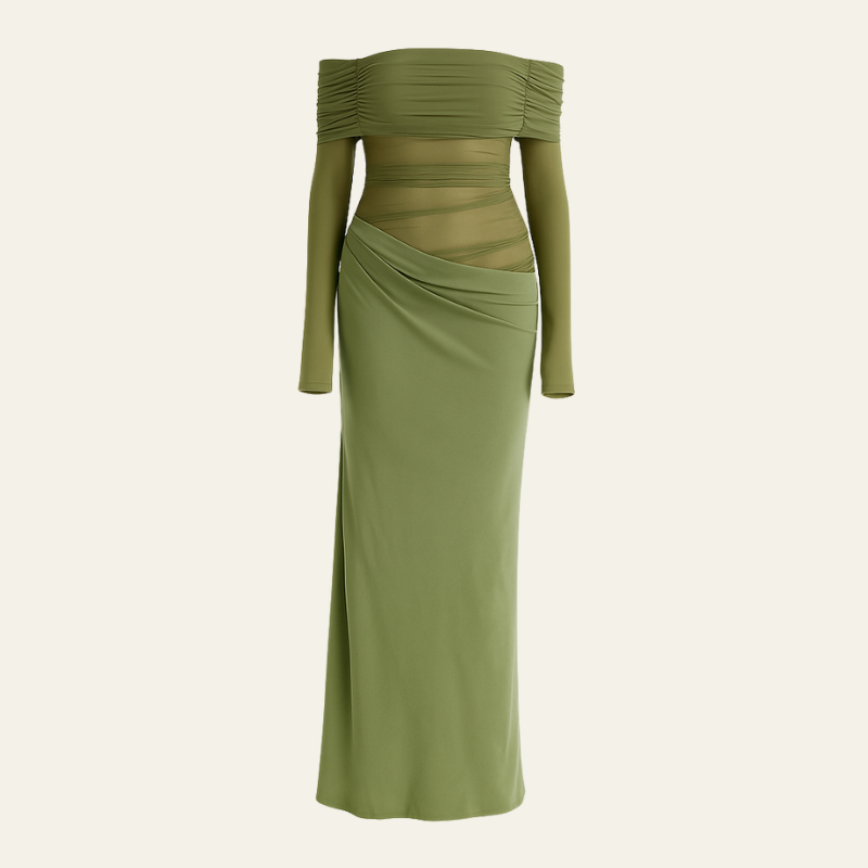 The Geneva Draped Evening Maxi Dress