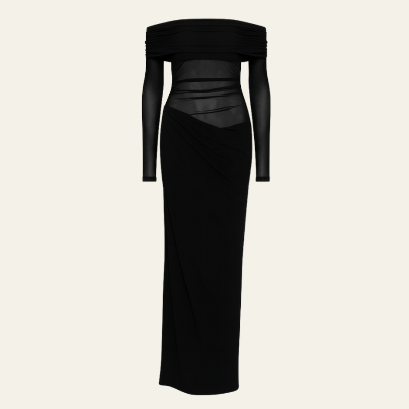 The Geneva Draped Evening Maxi Dress