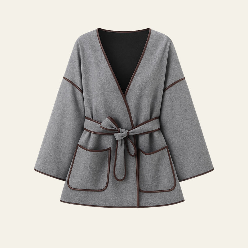 The Geneva Wool Belted Wrap Jacket