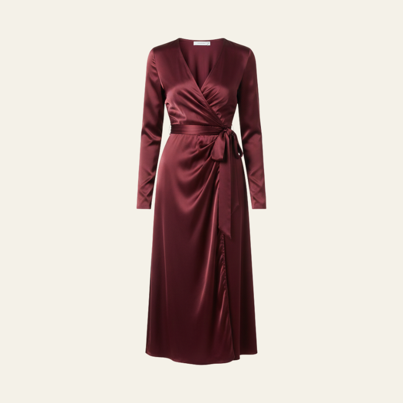 The Hawthorne Burgundy Draped Wrap Dress