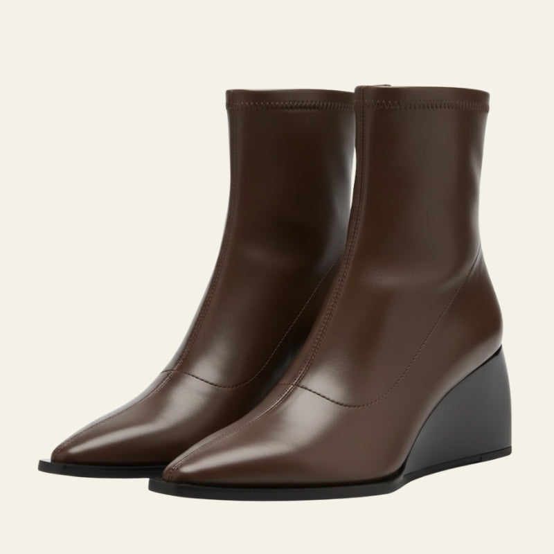 The Lyon Leather Wedge Boot