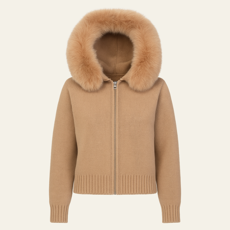 The Oslo Faux Fur-Trimmed Knit Hoodie