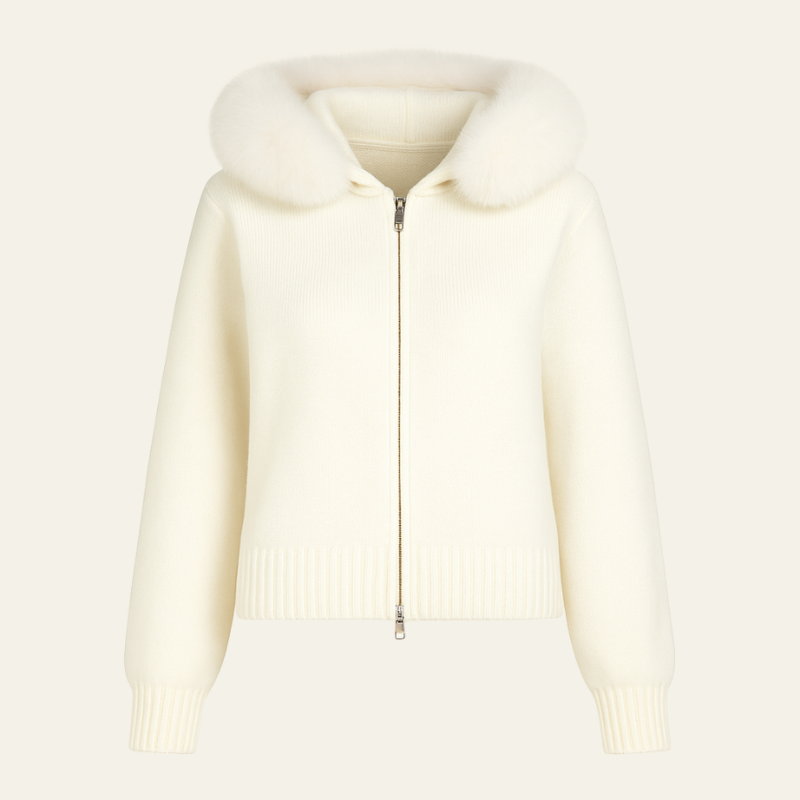 The Oslo Faux Fur-Trimmed Knit Hoodie