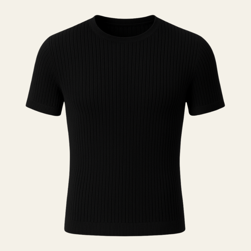 The Ravello Ribbed Cotton T-Shirt in Black