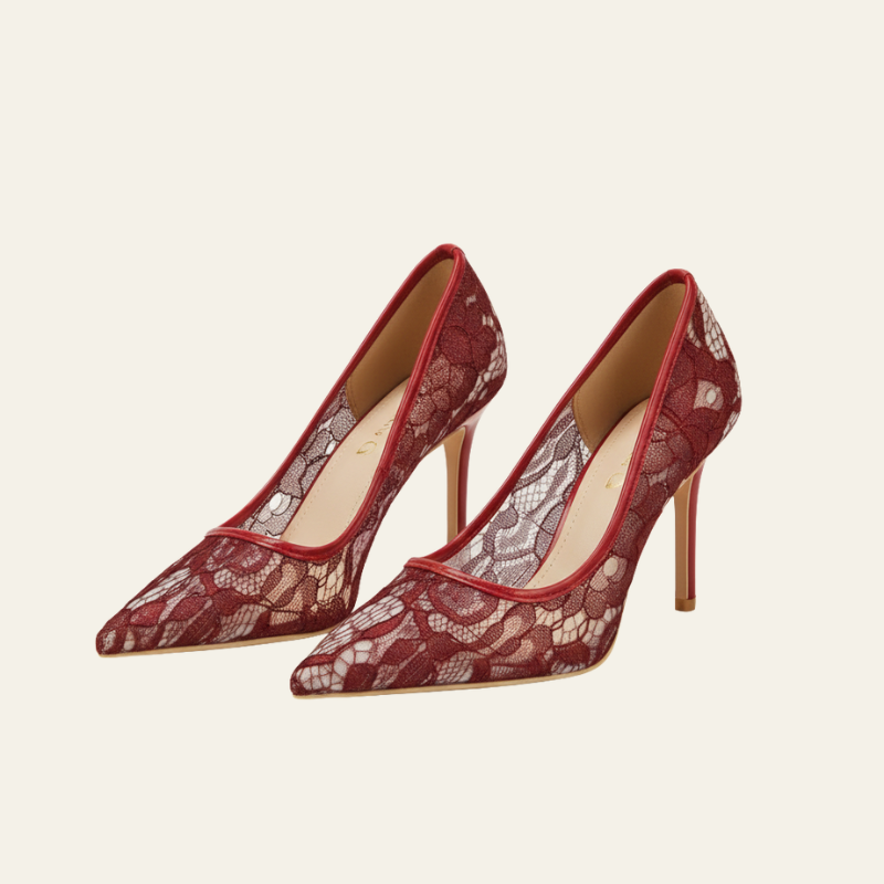 The Sienne Lace Pointed-Toe Stiletto Heels