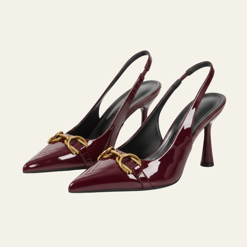 The Verona Chain-Detail Slingback Heels